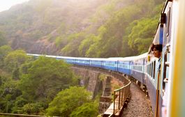 Zug auf Brücke in Indien